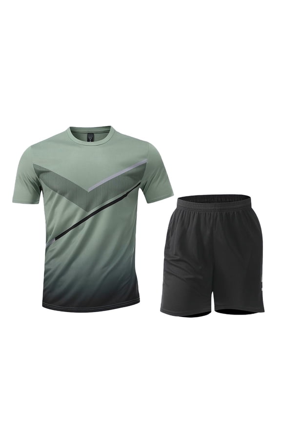 Mens Short Sets 2 Piece Outfits Big and Tall Short Sleeve T Shirt Shorts Summer Tracksuits Running Gym Clothing Set