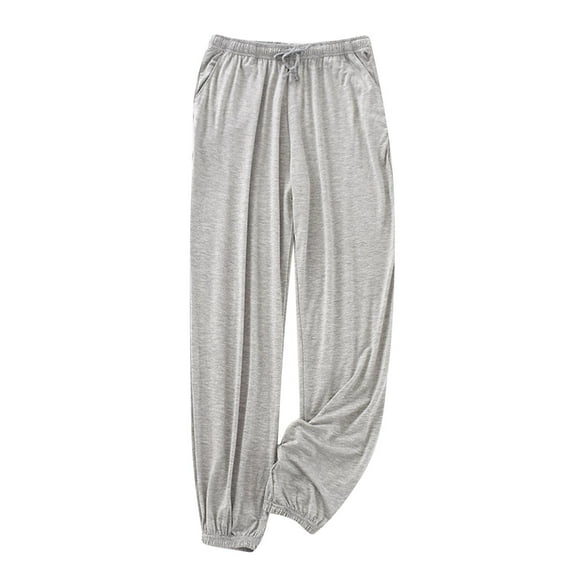 Riecok Mens Sleep Pants Elastic Waist Soft Cozy Pajama Bottoms Solid Color Trendy Fuzzy Lounge Pants Gray 2XL