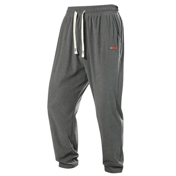 Riecok Mens Sport Pants Drawstring Elastic Waist Versatile Trousers Solid Athletic Pants with Pockets Dark Gray XL