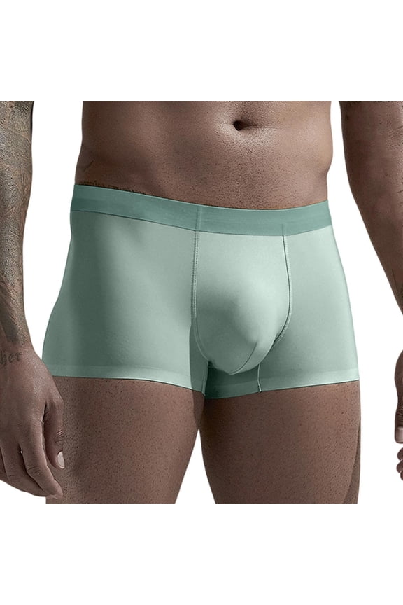 Mens Stretch Briefs Mid-Rise Solid Color Breathable Covered Waistband Athletic Boxer Briefs Green XXXL
