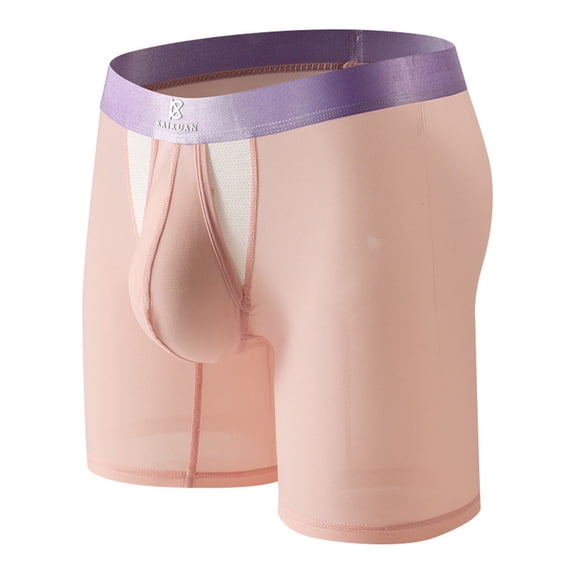 Riecok Mens Stretch Briefs Mid-Rise Solid Color Breathable Fashion Soft Athletic Underpants Pink M
