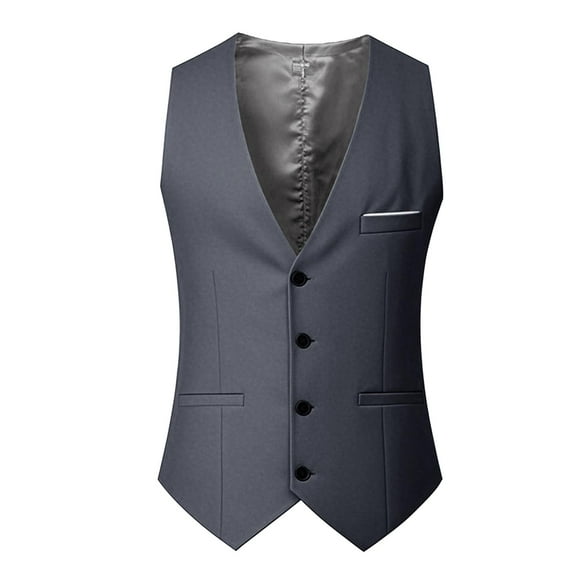 Riecok Mens Suit Vest V Neck Sleeveless Jackets Solid Button down Waistcoat Formal Business Outerwear