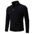 thumbnail image 1 of Riecok Mens Sweaters Cardigans Long Sleeve Mock Neck Solid Color Coat Jacquard Outdoors Warm Clothes Black 2XL, 1 of 2
