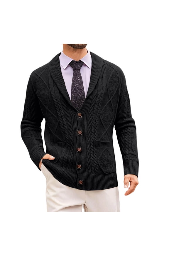 Mens Sweaters Cardigans V Neck Knitted Sweaters Solid Button down Long Sleeve Tops Thermal Warm Blouses