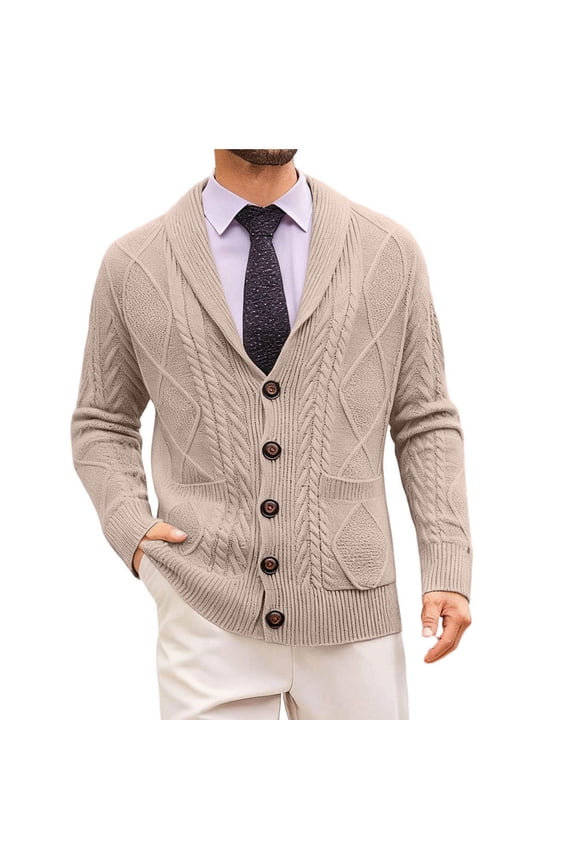 Mens Sweaters Cardigans V Neck Knitted Sweaters Solid Button down Long Sleeve Tops Thermal Warm Blouses