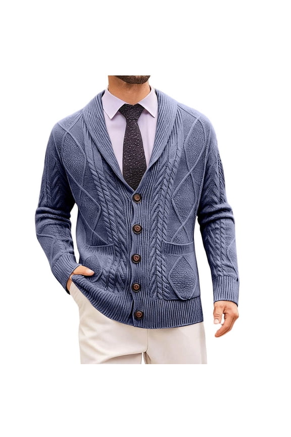 Mens Sweaters Cardigans V Neck Knitted Sweaters Solid Button down Long Sleeve Tops Thermal Warm Blouses