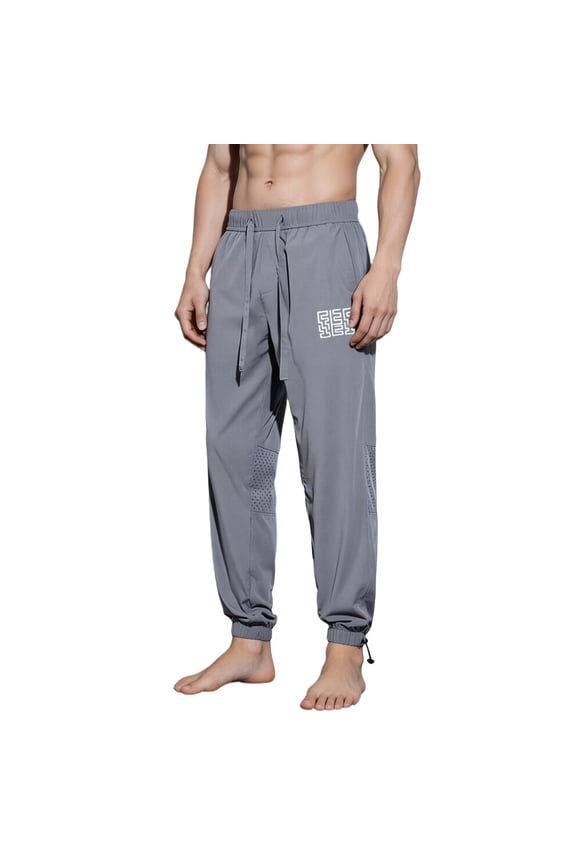 Mens Sweatpants Elastic Waist Pants Pull on Straight Leg Sweat Pant Solid Workout Fall Trouser with Pockets Gray XL