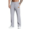 thumbnail image 1 of Riecok Mens Sweatpants Open Bottom Elastic Waist Drawstring Solid Color Straight Leg Outdoor Running Jogger Pants with Pockets Gray L, 1 of 6