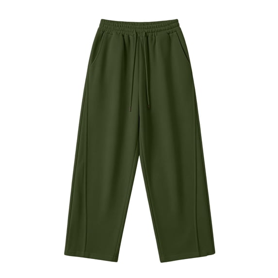 Riecok Mens Sweatpants with Pockets Elastic Waist Pants Open Bottom Pull on Straight Leg Sweat Pant Solid Workout Fall Trouser Army Green S