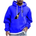 thumbnail image 1 of Riecok Mens Sweatshirt Drawstring Beer Printed Long Sleeve Tops with Pocket Stylish Hoodies Blue 2XL, 1 of 5