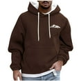thumbnail image 1 of Riecok Mens Sweatshirt Drawstring Pullover Long Sleeve Tops with Pocket Versatile Sweat Shirts Coffee 3XL, 1 of 5