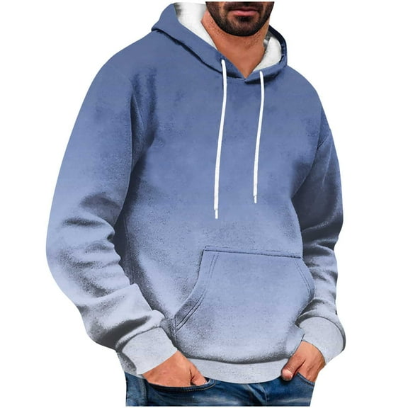 Riecok Mens Sweatshirt Hoodie Pullover Drawstring Gradient Long Sleeve Tops with Pocket Casual Comfortable Coat Navy XL