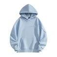 thumbnail image 1 of Riecok Mens Sweatshirt Hoodie Pullover Solid Color Long Sleeve Tops with Pocket Stylish Hoodies Light Blue S, 1 of 4