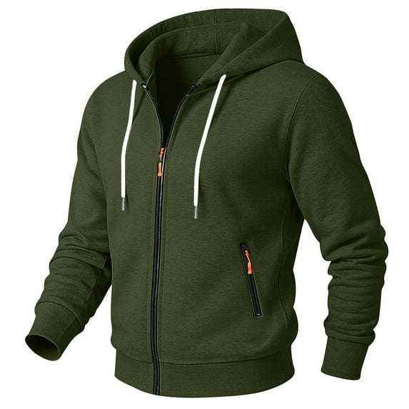 Riecok Mens Sweatshirt with Zipper Long Sleeve Hooded Jackets Coats with Pockets Solid Casual Trendy Clothes Drawstring