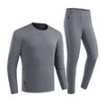 thumbnail image 1 of Riecok Mens Thermal Underwear Sets Seamless Round Neck Solid Color Three Level Temperature Regulation Washable Fall Winter Warm Thick Underwear Sets Gray XXL, 1 of 7