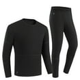 thumbnail image 1 of Riecok Mens Thermal Underwear Sets Seamless Round Neck Solid Color Three Level Temperature Regulation Washable Fall Winter Warm Thick Underwear Sets Black XXL, 1 of 7