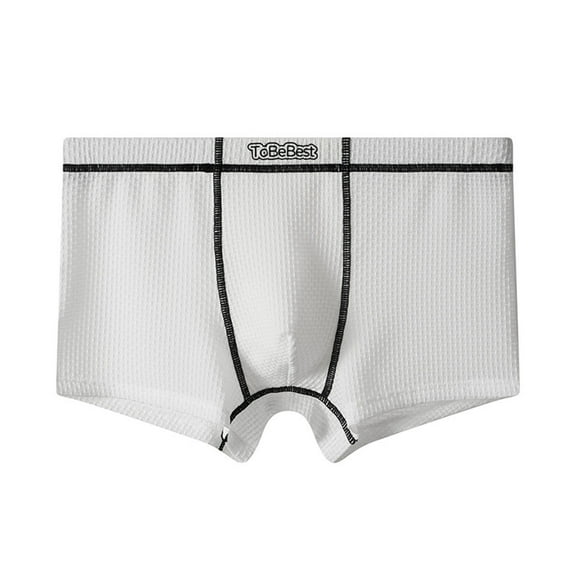 Riecok Mens Trunk Briefs Mid-Rise Stretch Breathable Casual Fashion Brief Underwear White XXXL