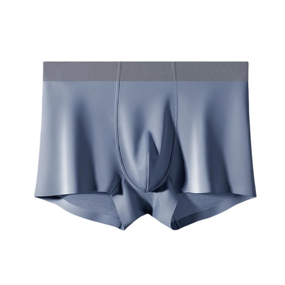 Riecok Mens Trunk Underwear Cotton Mid-Rise Stretch Breathable Covered Waistband Boxer Briefs Blue XXXL