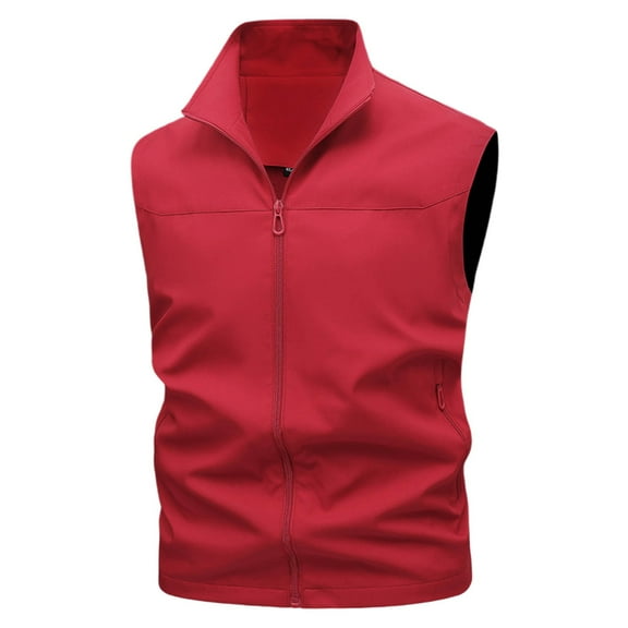 Riecok Mens Vests Lightweight Lapel Neck Sleeveless Jackets Zip up Coats with Pockets Baggy Casual Outerwear