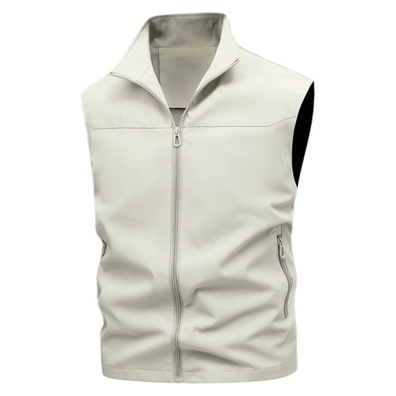 Riecok Mens Vests Lightweight Lapel Neck Sleeveless Jackets Zip up Coats with Pockets Baggy Casual Outerwear