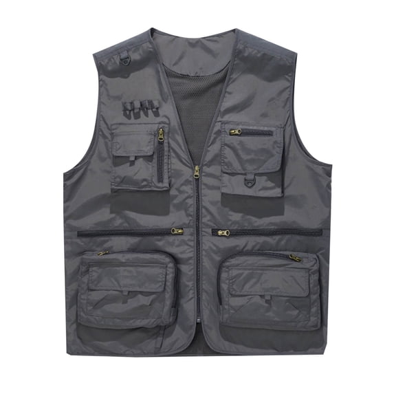 Riecok Mens Vests Lightweight V Neck Sleeveless Jackets Zip up Coats with Pockets Casual Athletic Outerwear