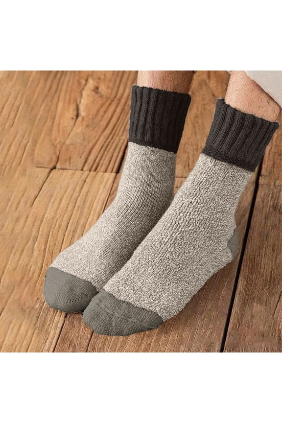 Mens Wool Socks Lightweight Cushioned Crew Socks Mid Calf Stretched Breathable Plush Warm Sleeping Socks for Travel Hiking and Running