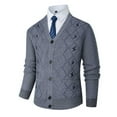 thumbnail image 1 of qelini Mens Work Cardigan V Neck Knitted Sweaters Solid Button down Long Sleeve Tops Thermal Casual Outerwear, 1 of 7