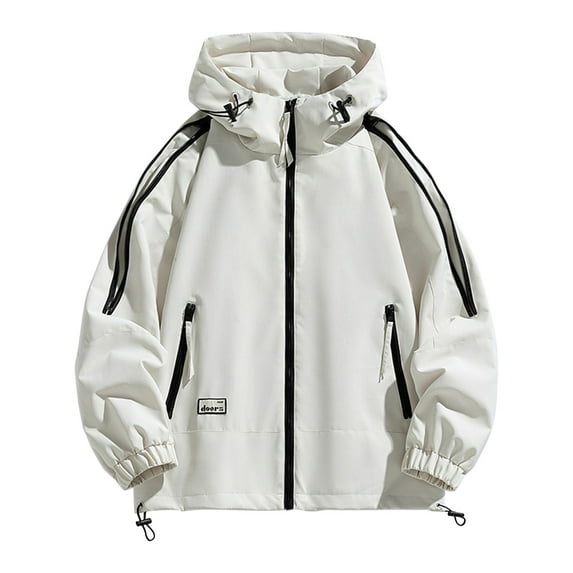 Riecok Mens Zip up Jacket with Hood Long Sleeve Solid Color Coats with Pockets Fashion Casual Workwear Clothes