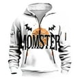 thumbnail image 1 of Riecok Mens Zippered Sweatshirt Hoodie Pullover Halloween Printed Long Sleeve Tops with Pocket Comfortable Hooded Coat White 2XL, 1 of 5