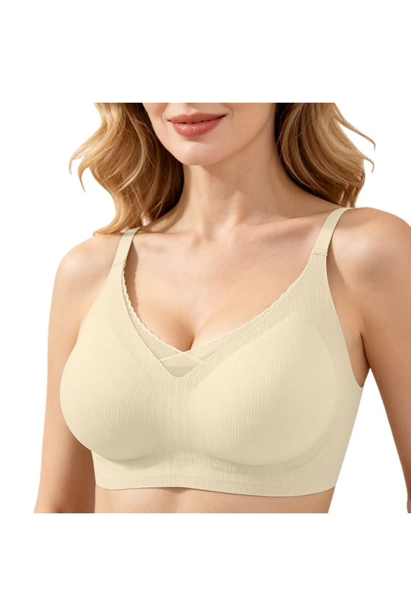 Mesh Bras for Women No Underwire Push up Bralette Supportive Full Coverage Breathable Comfortable Bras White M