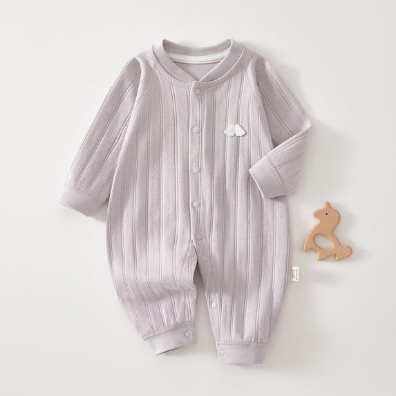 Riecok Newborn Baby Boys Girls Clothes Long Sleeve Round Neck Solid Color Onesie Newborn Baby Cotton Onesie Purple 3 Months