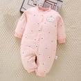 thumbnail image 1 of Riecok Newborn Baby Clothes Long Sleeve Round Neck Cute Print Side Tie Romper Jumpsuits Unisex Cotton Infant Clothes Pink 73 5 Months, 1 of 3