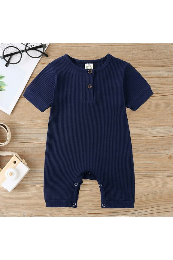 Newborn Baby Girl Boy Outfit Easy to Put on and Take Off Long Sleeve Jumpsuits Cute Patterns Loose Loose Print Blue 18 Months