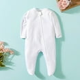 thumbnail image 1 of Riecok Newborn Baby Girl Clothes Fall Rompers Easy to Put on and Take Off Bodysuit Buttons Cute Patterns Loose Print White 6M, 1 of 3