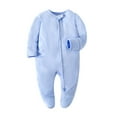 thumbnail image 1 of Riecok Newborn Baby Girl Clothes Fall Rompers Easy to Put on and Take Off Bodysuit Jumpsuits Cute Patterns Loose Print Blue 6M, 1 of 2