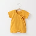 thumbnail image 1 of Riecok Newborn Baby Girl Clothes Fall Rompers Long Sleeve Buttons Buttons Cute Patterns Loose Print Yellow 0 Months, 1 of 3