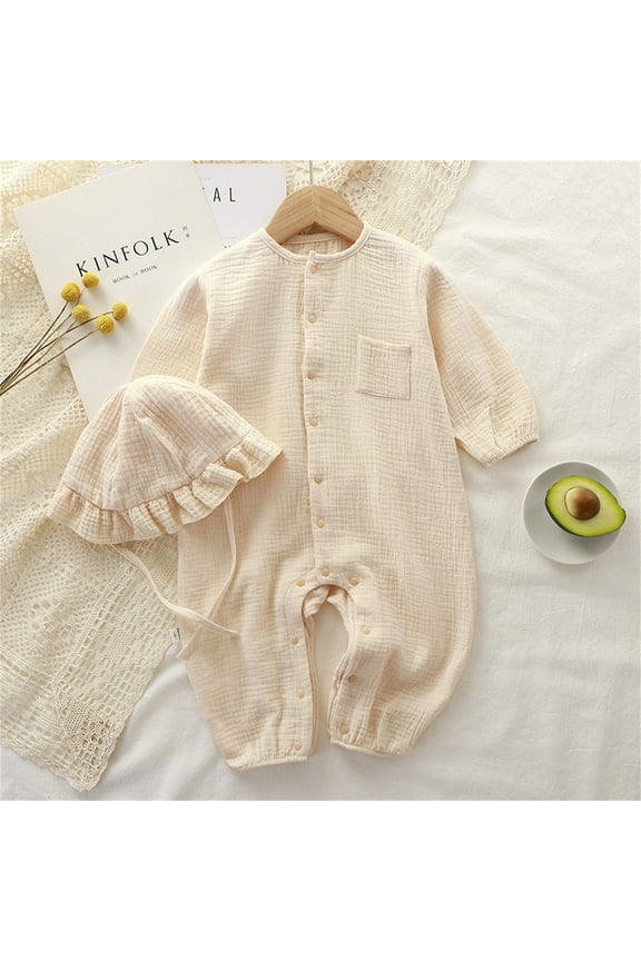 Newborn Girls Outfit Under $5 Newborn Baby Girl Boy Outfit Round Neck Long Sleeve Easy to Put on and Take Off Cute Patterns Loose Print Beige 3 Months