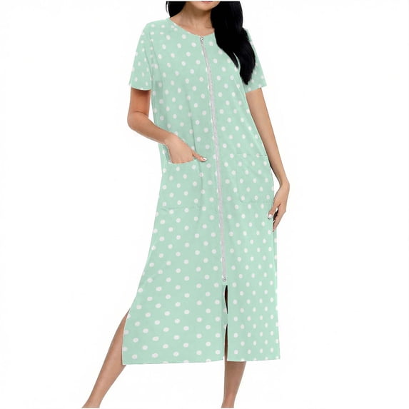 Riecok Nightdress for Women Gradient Short Sleeve Loungewear Lightweight Comfortable Sleepwear with Pockets