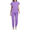thumbnail image 1 of Riecok Nursing Scrubs for Women Sets Crewneck Short Sleeve Tops and Joggers Casual Lightweight Workwear, 1 of 4