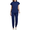 thumbnail image 1 of Riecok Nursing Scrubs for Women Sets Crewneck Short Sleeve Tops and Joggers Casual Lightweight Workwear, 1 of 4