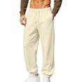 thumbnail image 1 of Riecok Open Bottom Sweatpants Men Big and Tall Elastic Waist Drawstring Pants Pull on Sweat Pant Workout Fall Trouser with Pockets Khaki 3XL, 1 of 8