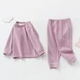 thumbnail image 1 of Riecok Outfits Clothes Girls Round Neck Long Sleeve Tops and Leggings Pants Casual Fashion Solid Color 2PCS Fall Winter Outfits Set Purple 6-9 Months, 1 of 3