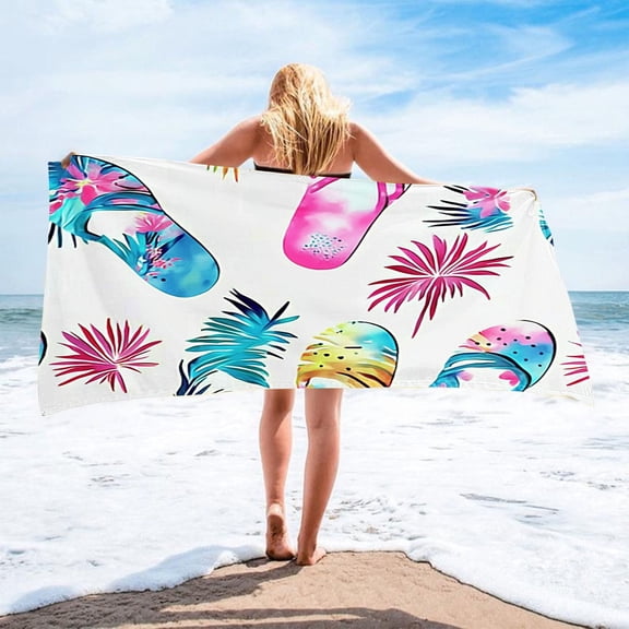 Riecok Oversized Beach Towels Fashion Party Beach Blanket Summer Casual Vacation Beach Towels Summer Comfortable Multicolour 2 Free Size