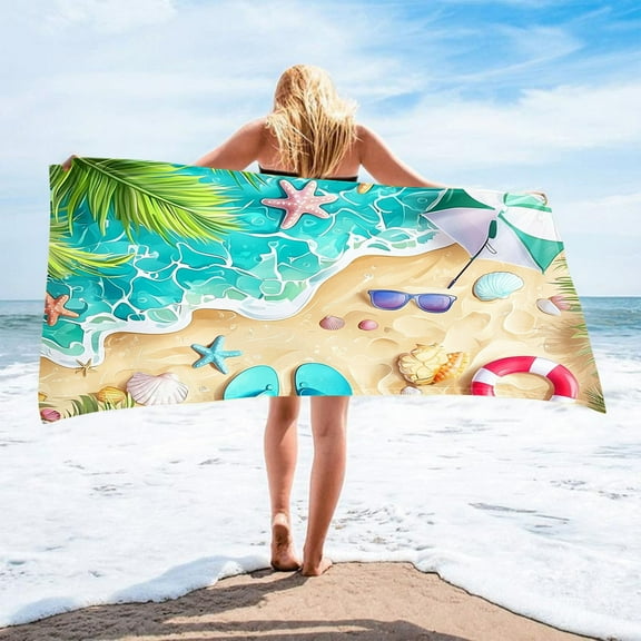 Riecok Oversized Beach Towels Fashion Party Beach Blanket Summer Casual Vacation Beach Towels Summer Comfortable Multicolour 8 Free Size