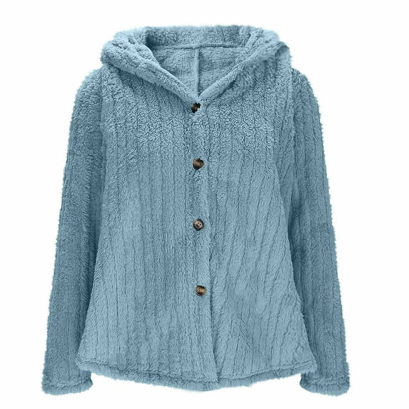 Riecok Oversized Jackets for Women Long Sleeve Hooded Jackets Button Down Coats Solid Color Baggy Casual Clothes