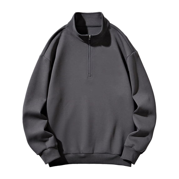 Riecok Oversized Sweatshirt for Men Collared Long Sleeve Pullover Half Zip Tops Solid Color Casual Trendy Clothes