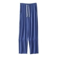 thumbnail image 1 of Riecok Pajama Pants for Men Elastic Waist Wide Leg Pajama Bottoms Solid Color Trendy Fuzzy Lounge Pants Blue 3XL, 1 of 8