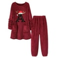 thumbnail image 1 of Riecok Pajama Sets for Women 2 Piece Christmas Crewneck Loungewear Set Long Sleeve Tops and Pants Solid Warm Fuzzy Sleepwear, 1 of 3