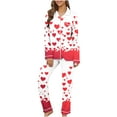thumbnail image 1 of Riecok Pajama Sets for Women 2 Piece Long Sleeve Button down Shirts and Pants Heart Print Soft Cozy Sleepwear, 1 of 7