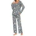 thumbnail image 1 of Riecok Pajama Sets for Women Plus Size PJ Set Crewneck Loungewear Set Long Sleeve Tops and Pants Cute Print Breathable Soft Sleepwear, 1 of 6